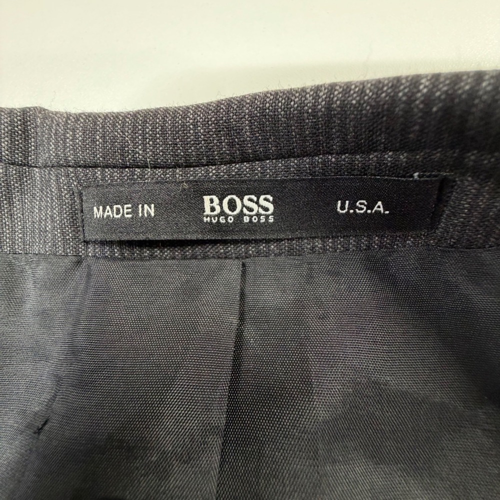 BOSS Hugo Boss Blazer Mens 48R Charcoal Grey Pinstripe The Grand/Central Wool - Picture 7 of 11